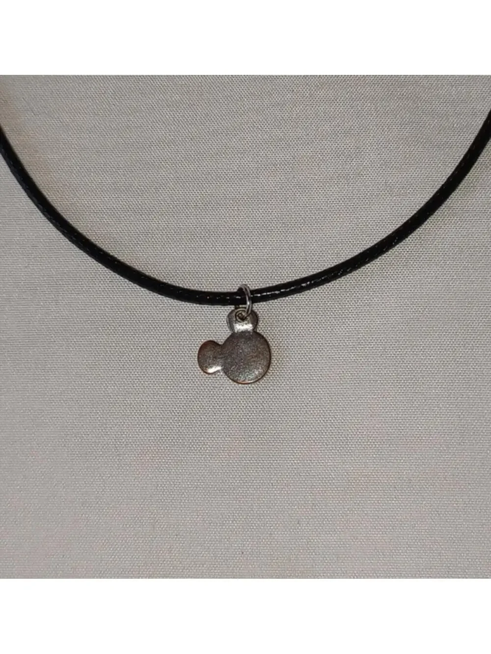 Disney Patinaed Mickey Head Pendant on 18+ Inch Black Cord Necklace - Picture 1 of 6
